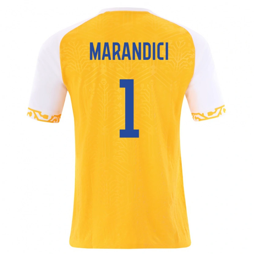 Danxen Hombre Camiseta Moldavia Maxim Marandici #1 Amarillo Blanco 2ª Equipación 26-28 La Camisa