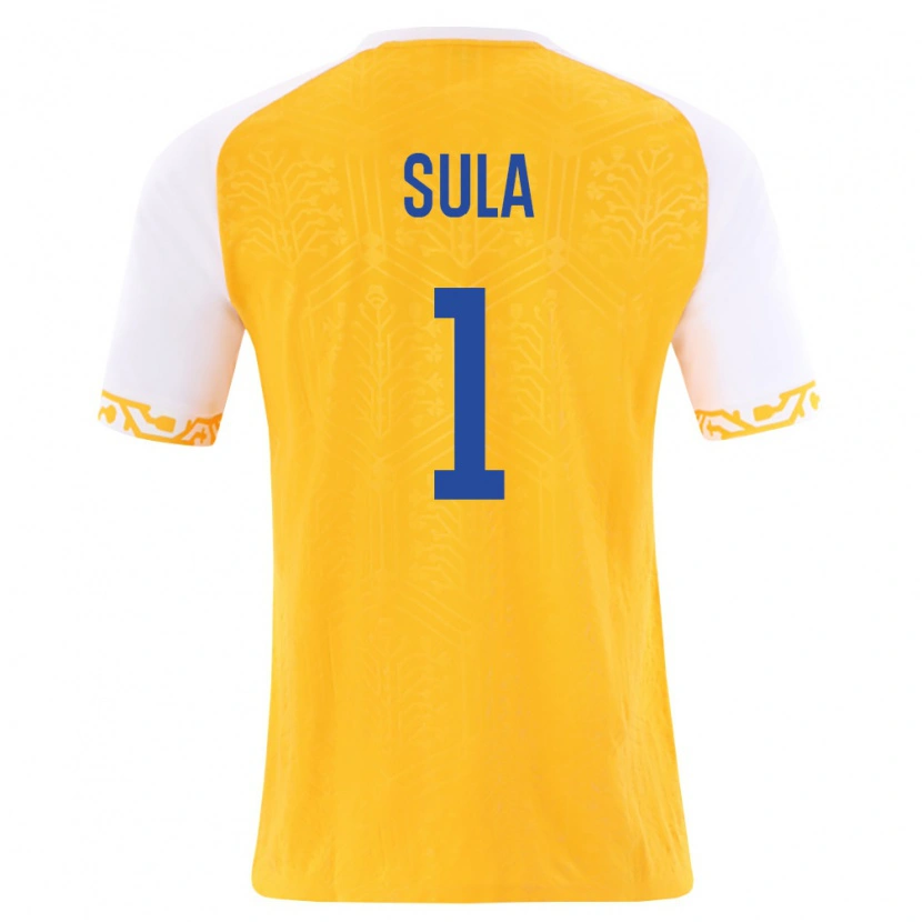 Danxen Hombre Camiseta Moldavia Hector Sula #1 Amarillo Blanco 2ª Equipación 26-28 La Camisa