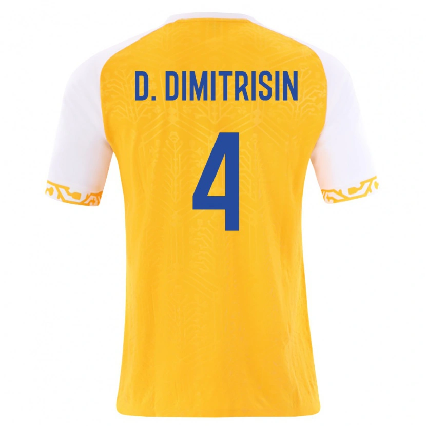 Danxen Hombre Camiseta Moldavia David Dimitrișin #4 Amarillo Blanco 2ª Equipación 26-28 La Camisa