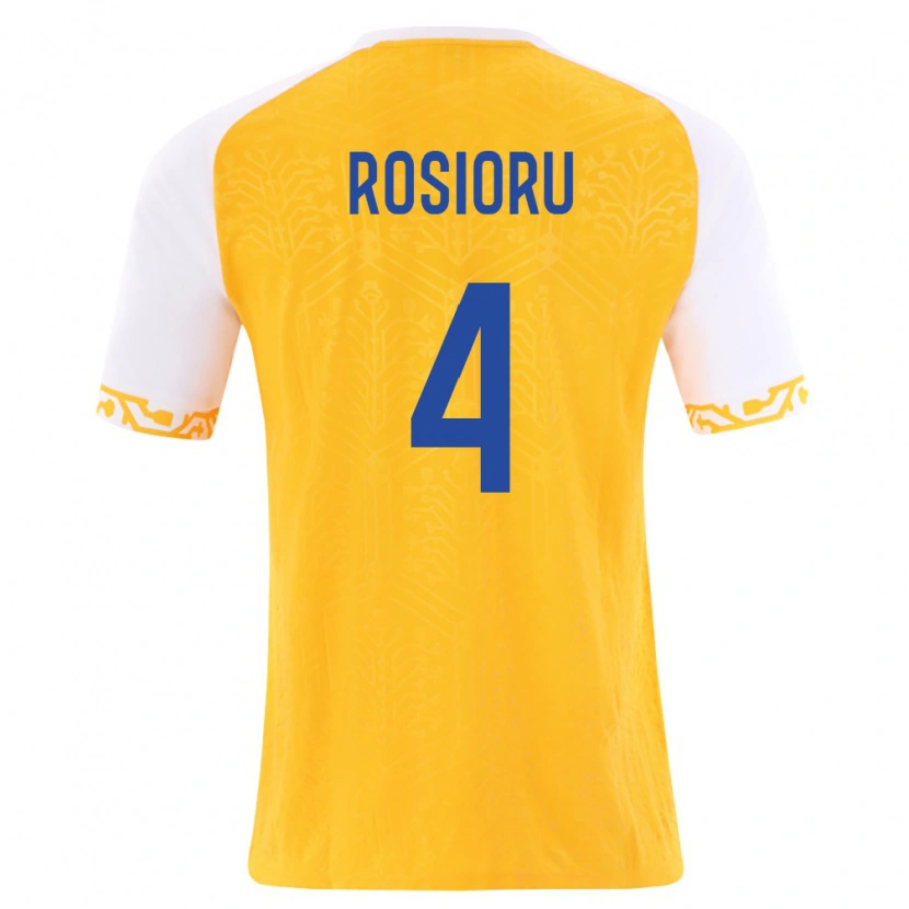 Danxen Hombre Camiseta Moldavia Marius-Nicolae Rosioru #4 Amarillo Blanco 2ª Equipación 26-28 La Camisa