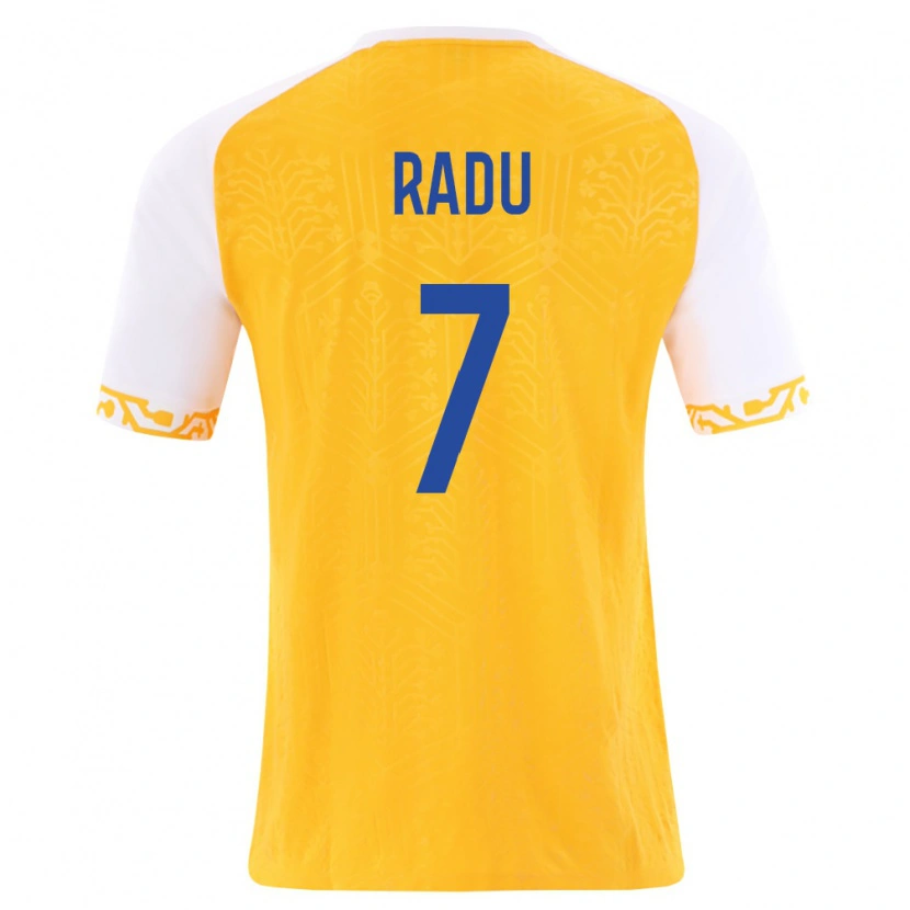 Danxen Hombre Camiseta Moldavia Lucian Radu #7 Amarillo Blanco 2ª Equipación 26-28 La Camisa