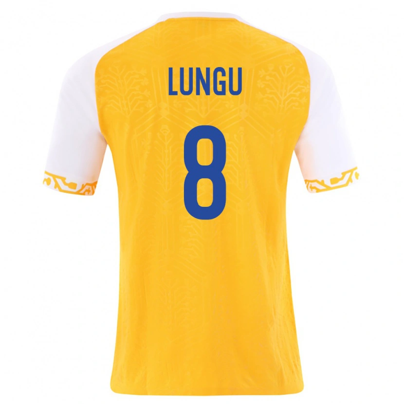 Danxen Hombre Camiseta Moldavia Teodor Lungu #8 Amarillo Blanco 2ª Equipación 26-28 La Camisa