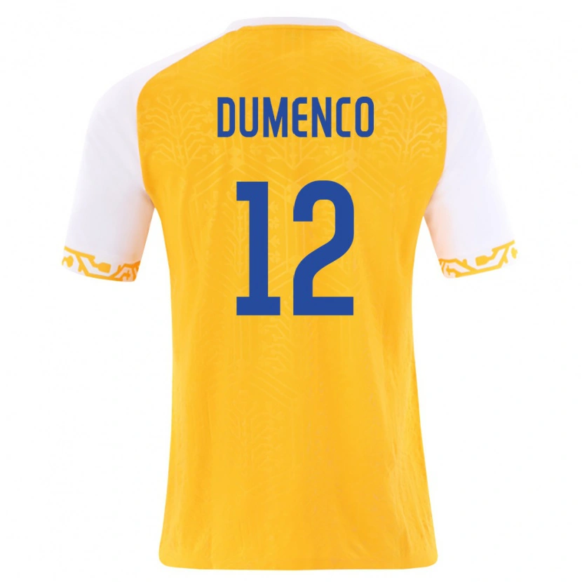 Danxen Hombre Camiseta Moldavia Roman Dumenco #12 Amarillo Blanco 2ª Equipación 26-28 La Camisa