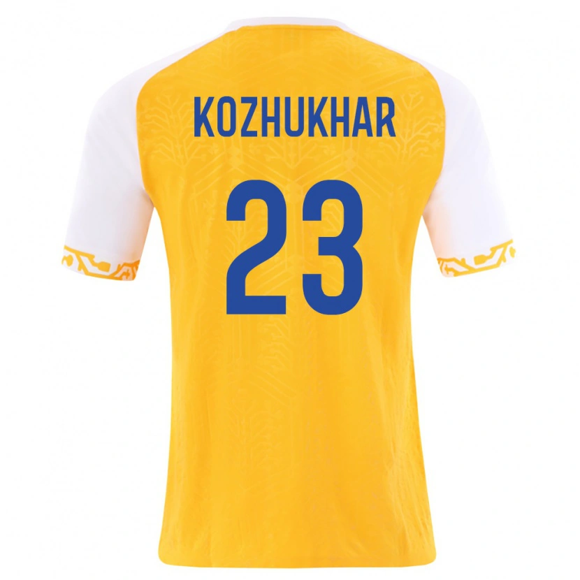 Danxen Hombre Camiseta Moldavia Andriy Kozhukhar #23 Amarillo Blanco 2ª Equipación 26-28 La Camisa