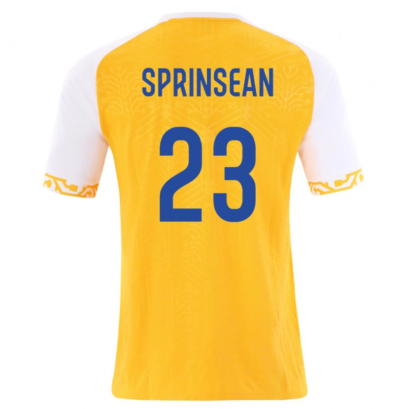 Danxen Hombre Camiseta Moldavia Artur Sprinsean #23 Amarillo Blanco 2ª Equipación 26-28 La Camisa