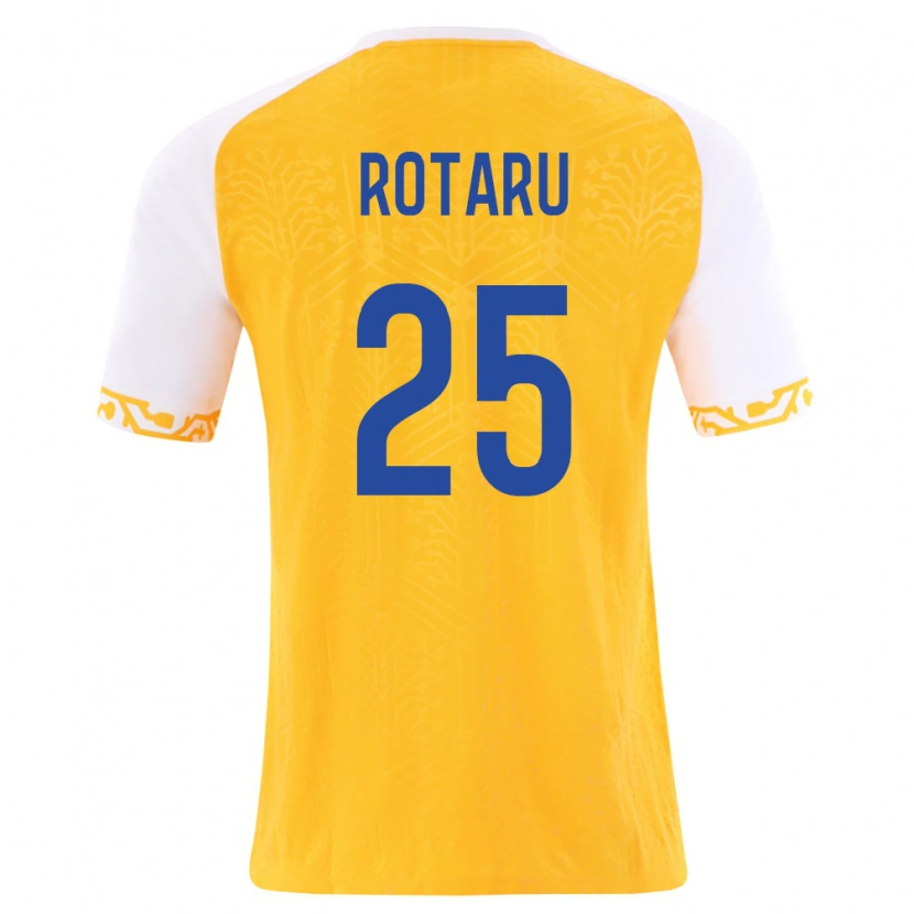 Danxen Hombre Camiseta Moldavia Nicolae Rotaru #25 Amarillo Blanco 2ª Equipación 26-28 La Camisa
