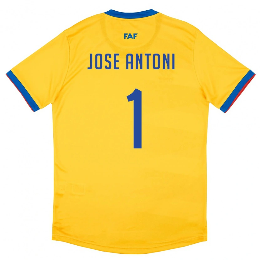 Danxen Hombre Camiseta Andorra Josep Antoni #1 Amarillo Azul Rojo 2ª Equipación 26-28 La Camisa