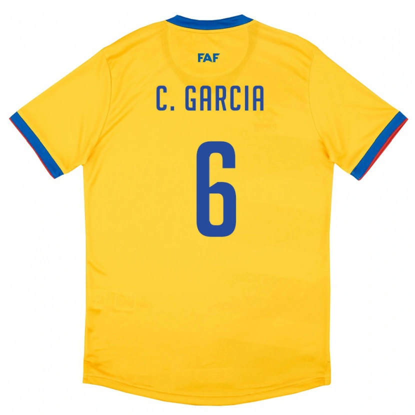 Danxen Hombre Camiseta Andorra Christian Garcia #6 Amarillo Azul Rojo 2ª Equipación 26-28 La Camisa