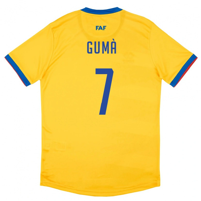 Danxen Hombre Camiseta Andorra Jan Gumà #7 Amarillo Azul Rojo 2ª Equipación 26-28 La Camisa