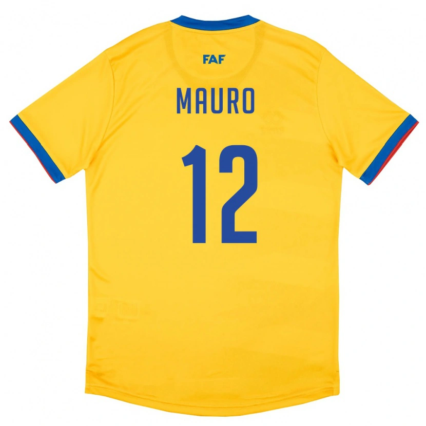 Danxen Hombre Camiseta Andorra Mauro #12 Amarillo Azul Rojo 2ª Equipación 26-28 La Camisa