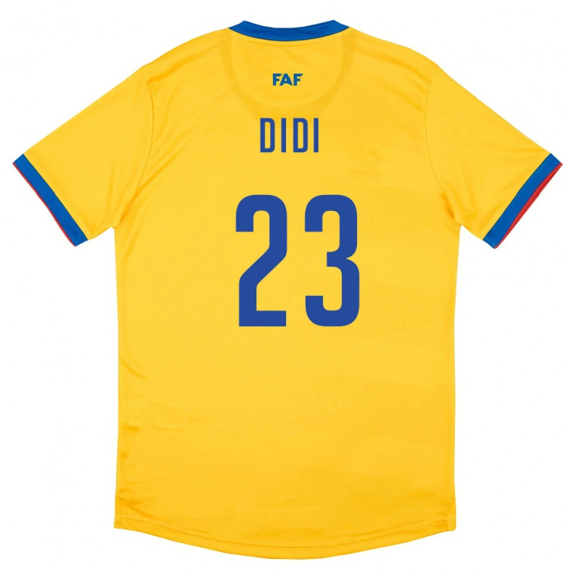 Danxen Hombre Camiseta Andorra Didi #23 Amarillo Azul Rojo 2ª Equipación 26-28 La Camisa