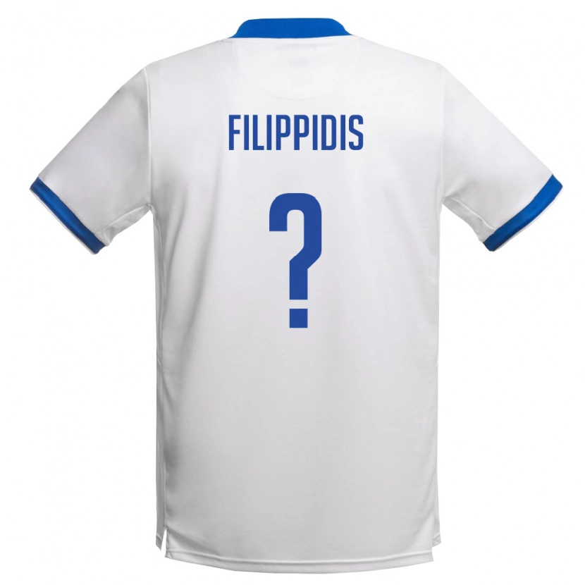 Danxen Hombre Camiseta Chipre Marios Filippidis #0 Blanco Azul Real 2ª Equipación 26-28 La Camisa