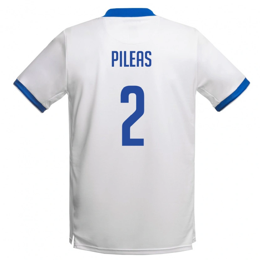 Danxen Hombre Camiseta Chipre Kostas Pileas #2 Blanco Azul Real 2ª Equipación 26-28 La Camisa