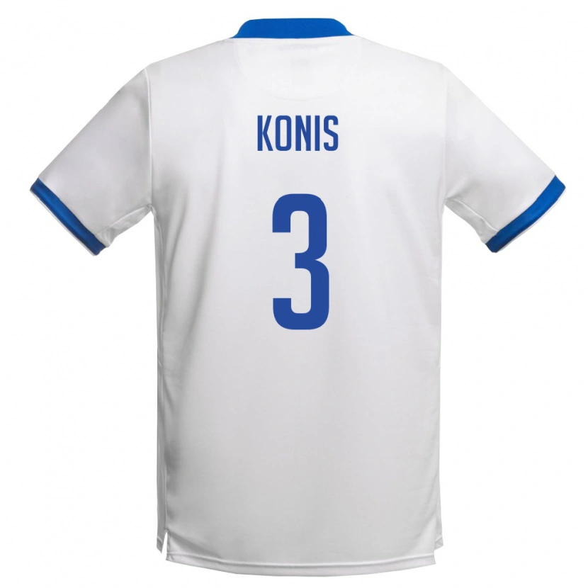 Danxen Hombre Camiseta Chipre Antonis Konis #3 Blanco Azul Real 2ª Equipación 26-28 La Camisa