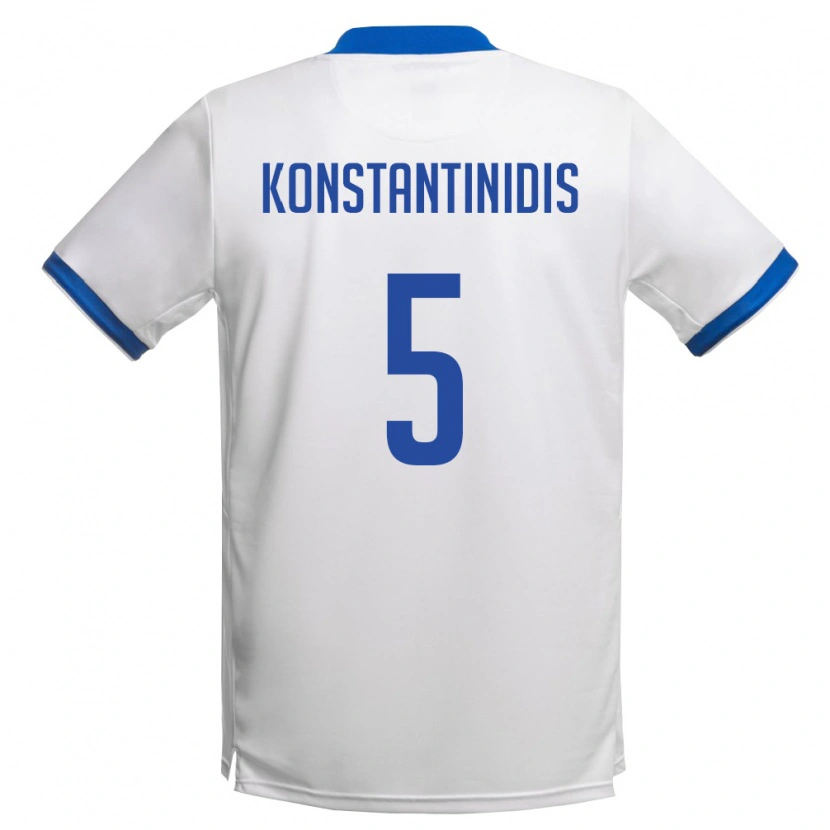 Danxen Hombre Camiseta Chipre Christos Konstantinidis #5 Blanco Azul Real 2ª Equipación 26-28 La Camisa