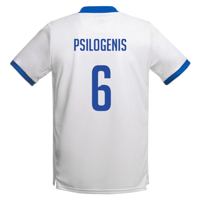 Danxen Hombre Camiseta Chipre Gavriel Psilogenis #6 Blanco Azul Real 2ª Equipación 26-28 La Camisa