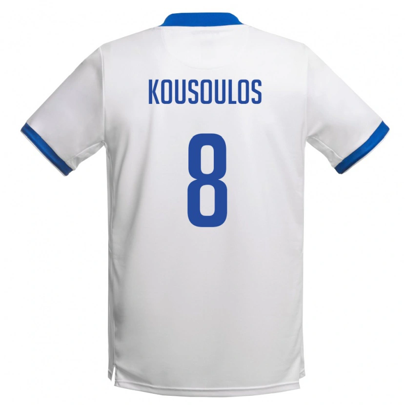 Danxen Hombre Camiseta Chipre Ioannis Kousoulos #8 Blanco Azul Real 2ª Equipación 26-28 La Camisa