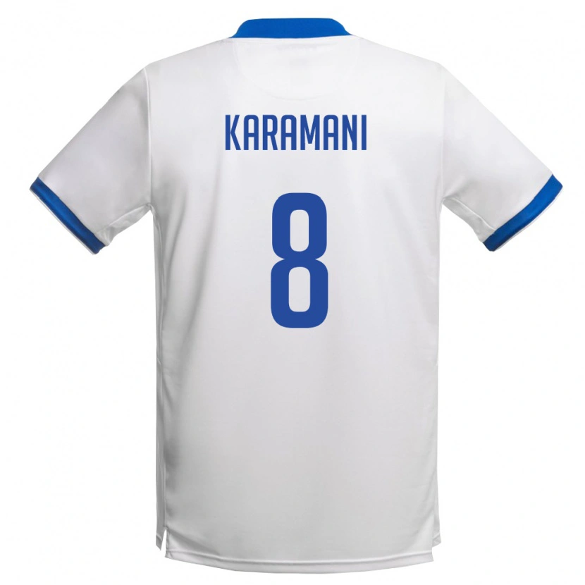 Danxen Hombre Camiseta Chipre Christos Karamani #8 Blanco Azul Real 2ª Equipación 26-28 La Camisa