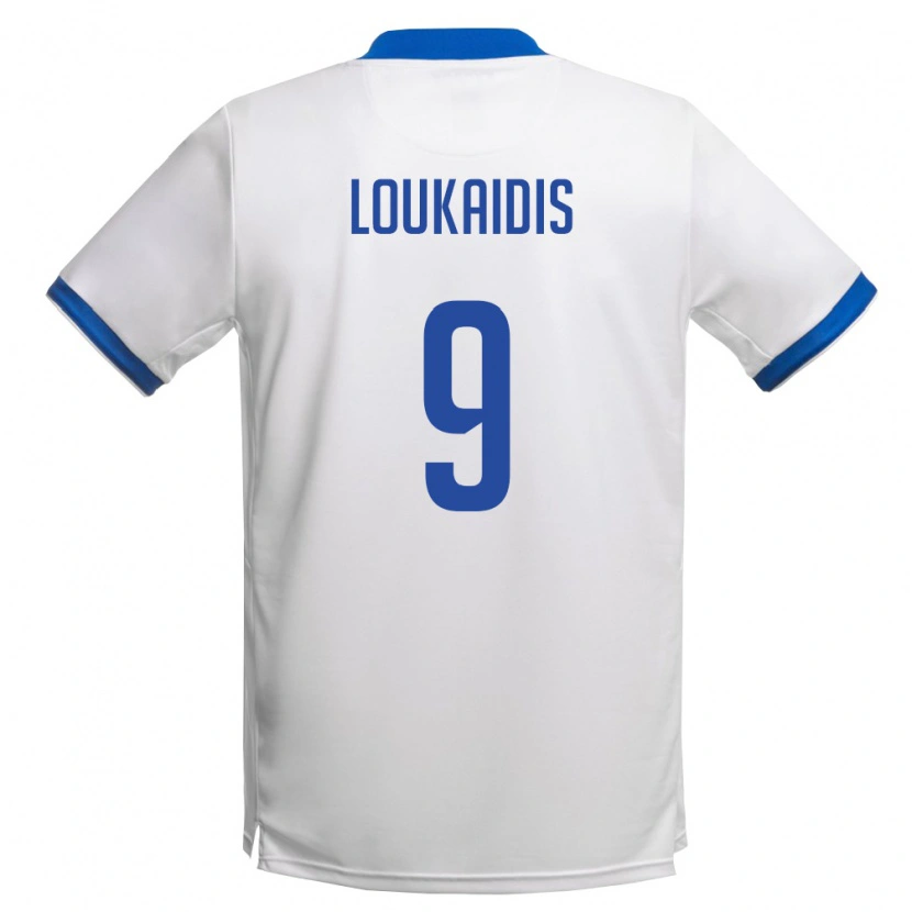 Danxen Hombre Camiseta Chipre Christos Loukaidis #9 Blanco Azul Real 2ª Equipación 26-28 La Camisa