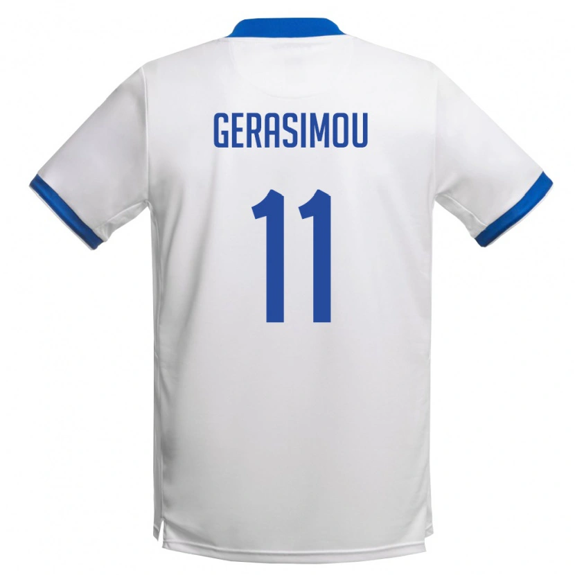 Danxen Hombre Camiseta Chipre David Gerasimou #11 Blanco Azul Real 2ª Equipación 26-28 La Camisa