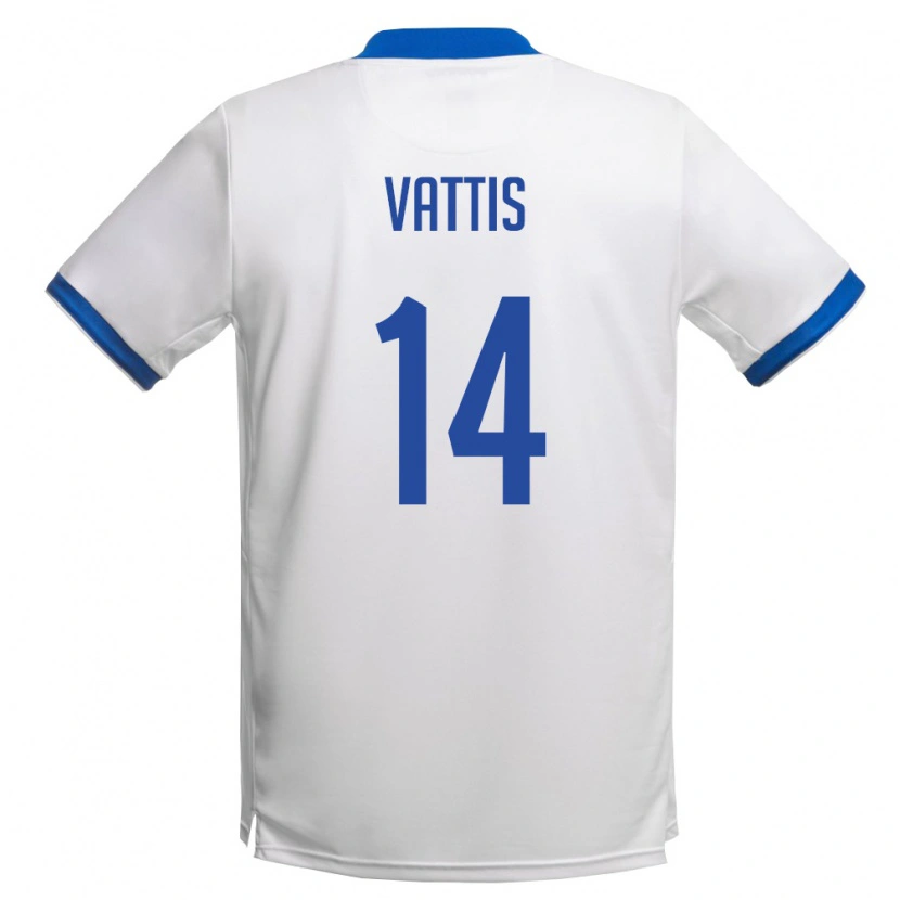 Danxen Hombre Camiseta Chipre Charalampos Vattis #14 Blanco Azul Real 2ª Equipación 26-28 La Camisa