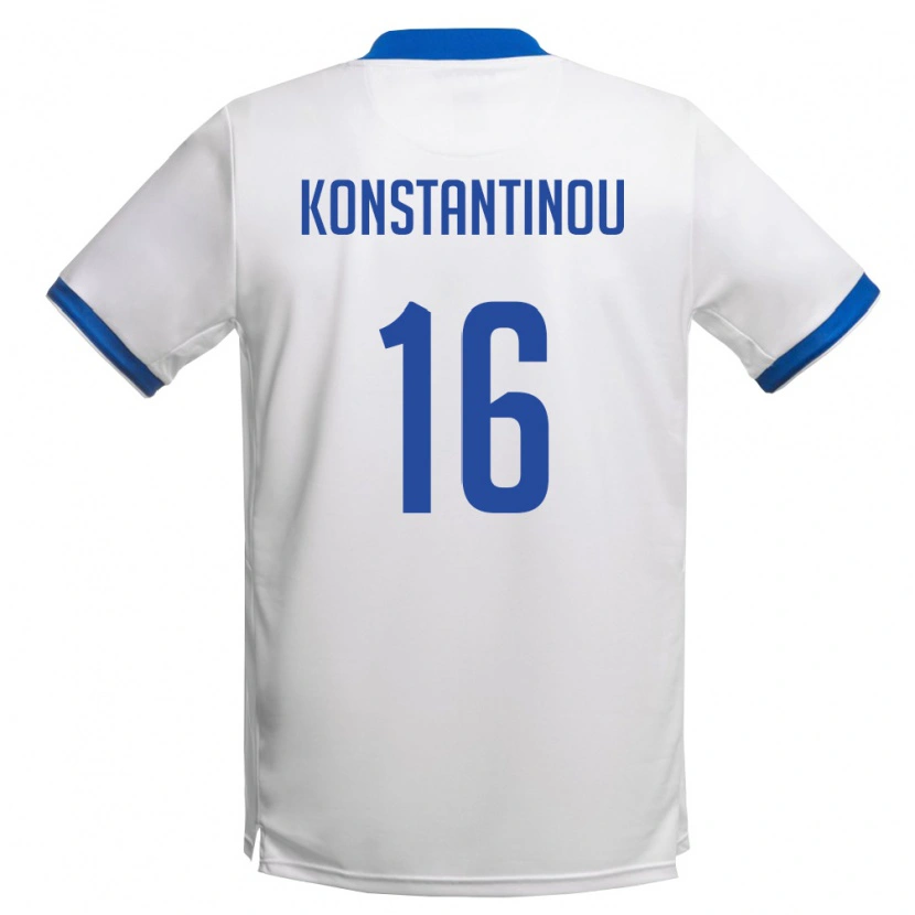 Danxen Hombre Camiseta Chipre Paraskevas Konstantinou #16 Blanco Azul Real 2ª Equipación 26-28 La Camisa