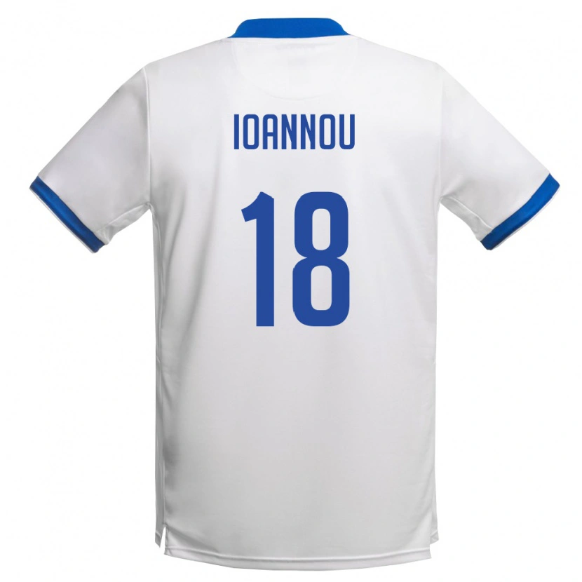 Danxen Hombre Camiseta Chipre Petros Ioannou #18 Blanco Azul Real 2ª Equipación 26-28 La Camisa