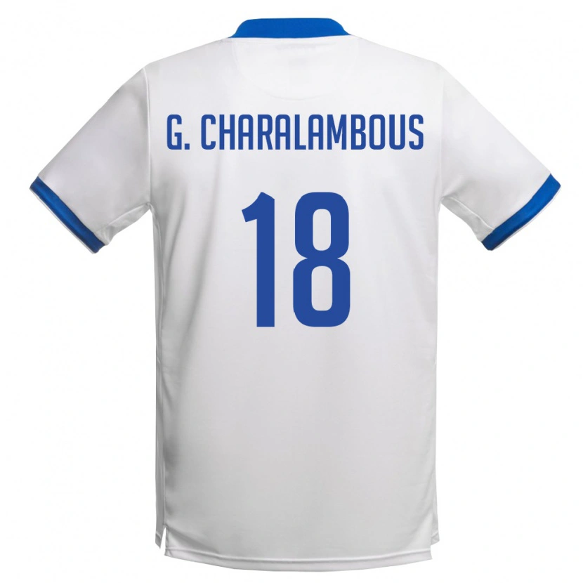 Danxen Hombre Camiseta Chipre Gordon Panagiotis Charalambous #18 Blanco Azul Real 2ª Equipación 26-28 La Camisa