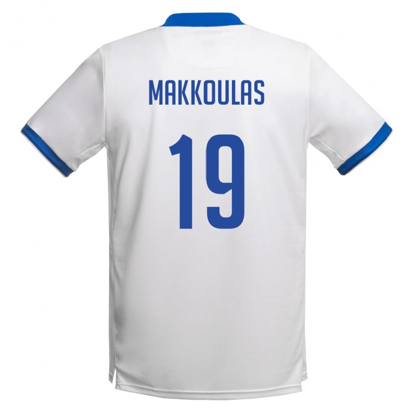Danxen Hombre Camiseta Chipre Petros Makkoulas #19 Blanco Azul Real 2ª Equipación 26-28 La Camisa