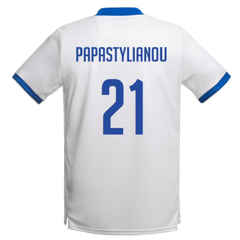 Danxen Hombre Camiseta Chipre Lysandros Papastylianou #21 Blanco Azul Real 2ª Equipación 26-28 La Camisa