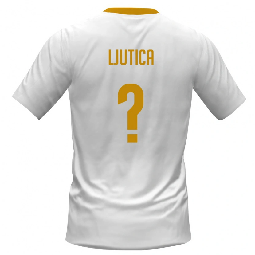 Danxen Hombre Camiseta Montenegro Velimir Ljutica #0 Blanco Rojo Amarillo 2ª Equipación 26-28 La Camisa