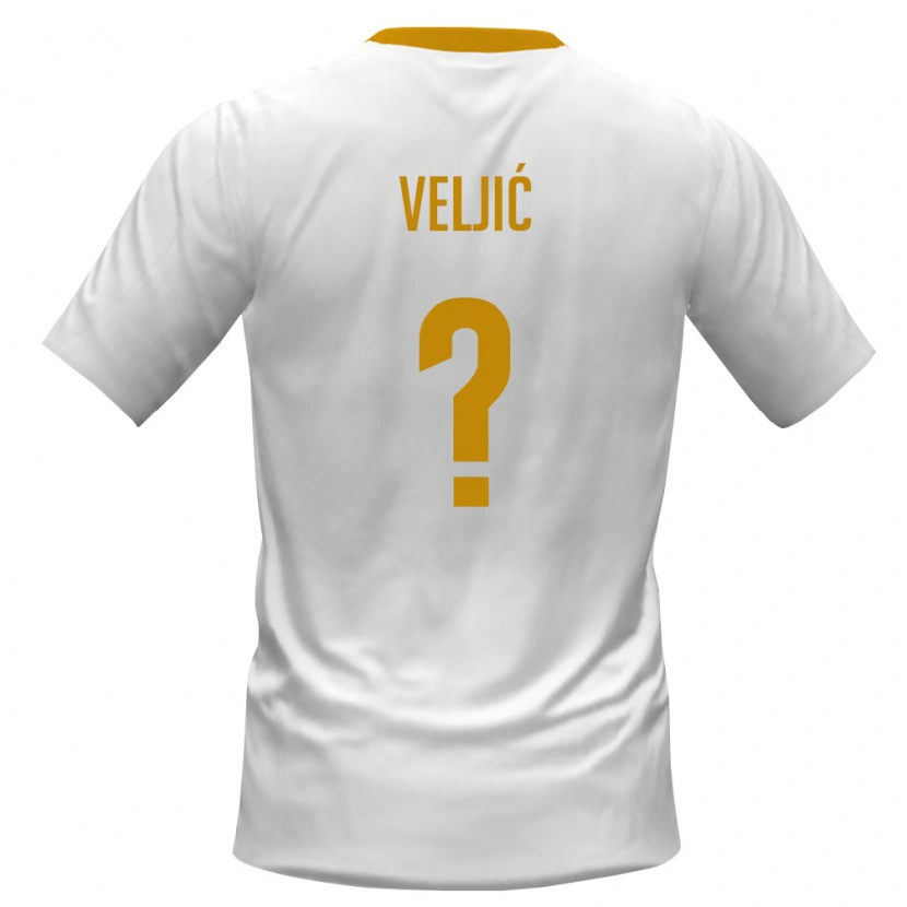 Danxen Hombre Camiseta Montenegro Matija Veljić #0 Blanco Rojo Amarillo 2ª Equipación 26-28 La Camisa