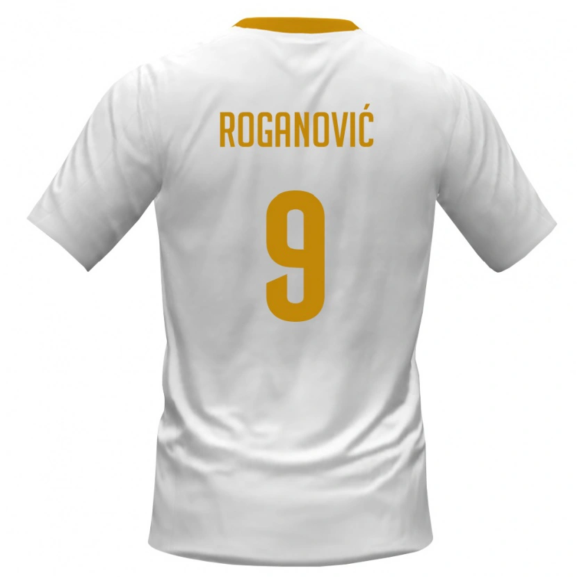 Danxen Hombre Camiseta Montenegro Jagos Roganović #9 Blanco Rojo Amarillo 2ª Equipación 26-28 La Camisa