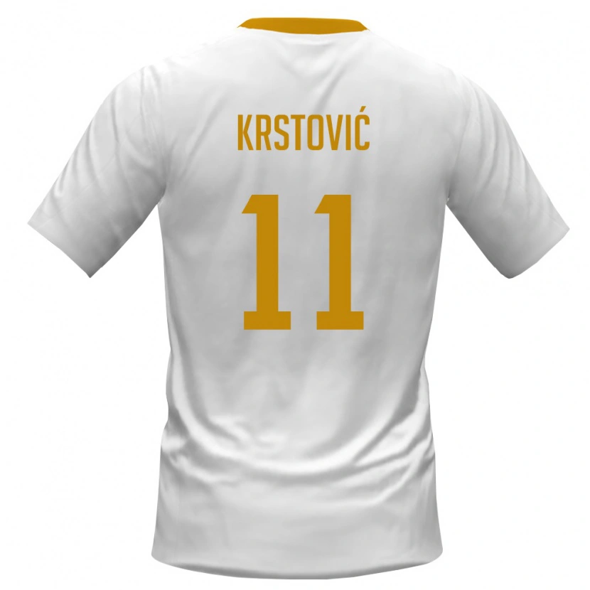 Danxen Hombre Camiseta Montenegro Nikola Krstović #11 Blanco Rojo Amarillo 2ª Equipación 26-28 La Camisa