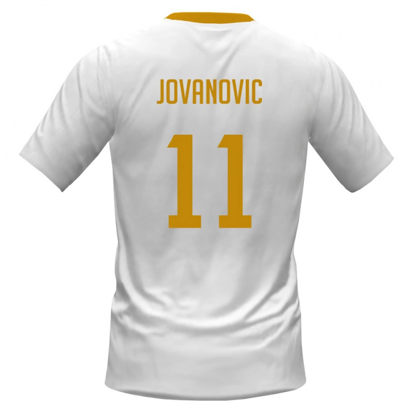 Danxen Hombre Camiseta Montenegro Matija Jovanovic #11 Blanco Rojo Amarillo 2ª Equipación 26-28 La Camisa