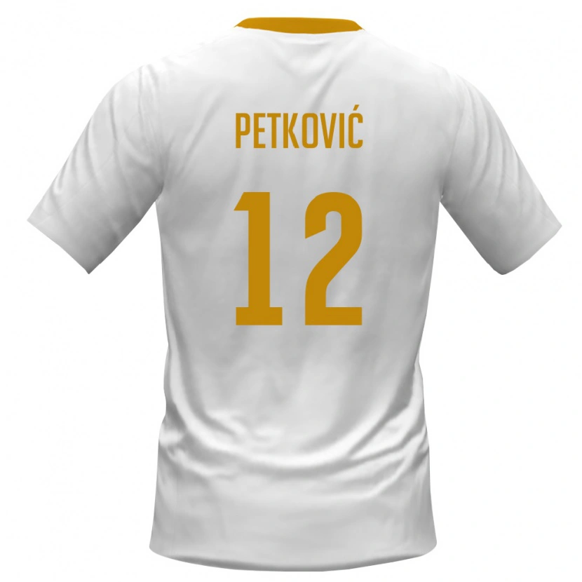 Danxen Hombre Camiseta Montenegro Danijel Petkovic #12 Blanco Rojo Amarillo 2ª Equipación 26-28 La Camisa