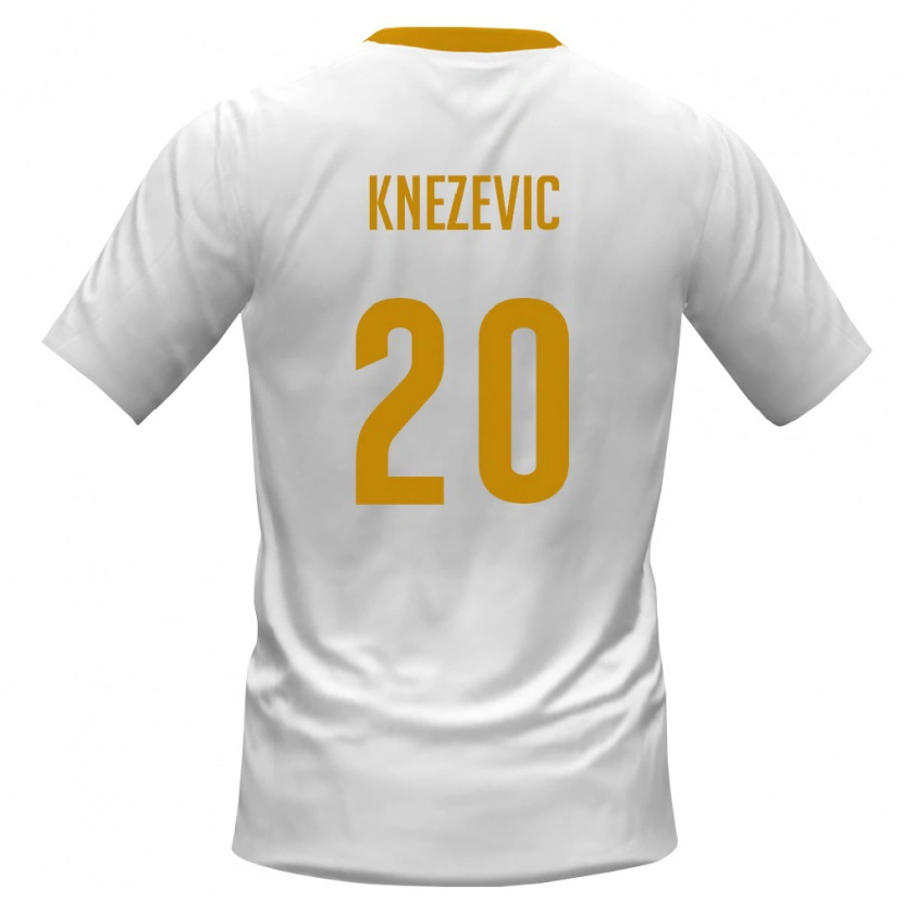 Danxen Hombre Camiseta Montenegro Lazar Knezevic #20 Blanco Rojo Amarillo 2ª Equipación 26-28 La Camisa