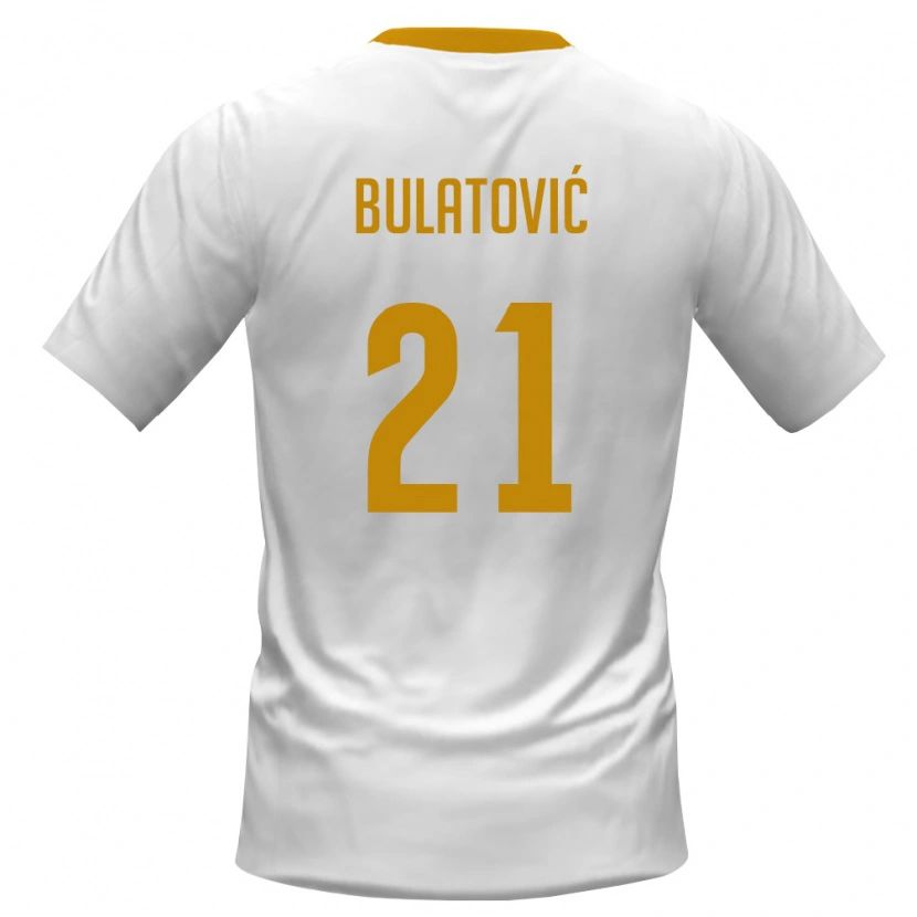 Danxen Hombre Camiseta Montenegro Andrija Bulatovic #21 Blanco Rojo Amarillo 2ª Equipación 26-28 La Camisa