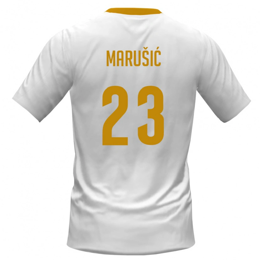 Danxen Hombre Camiseta Montenegro Adam Marusic #23 Blanco Rojo Amarillo 2ª Equipación 26-28 La Camisa