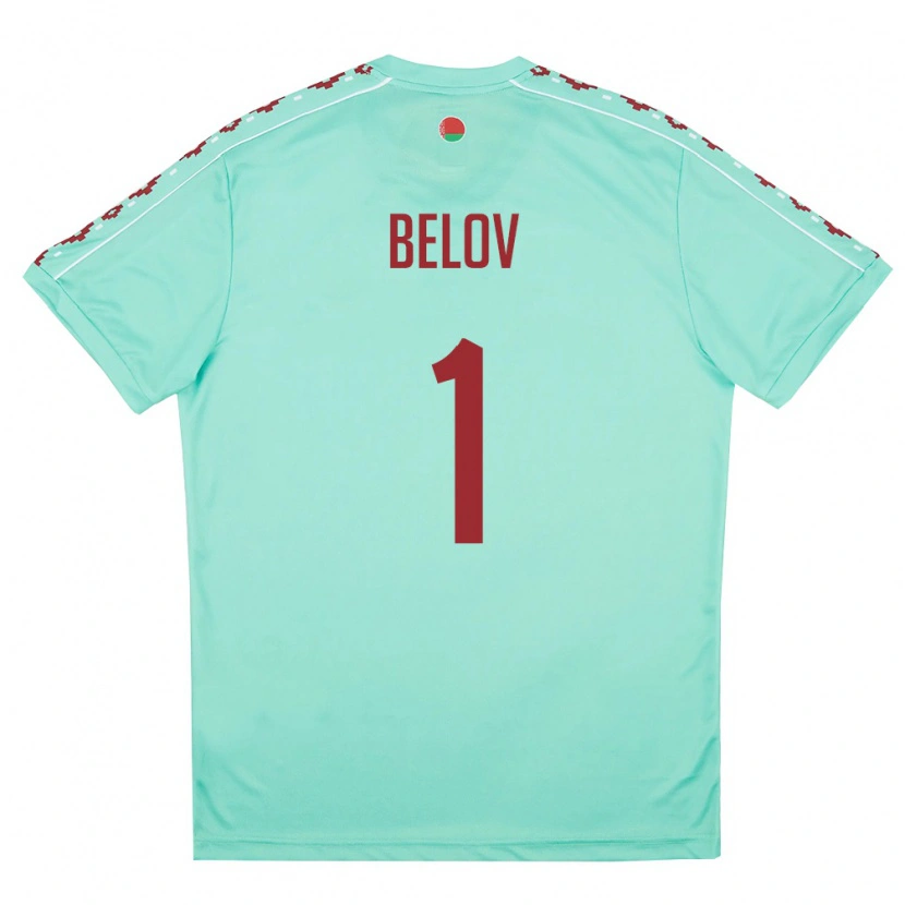 Danxen Hombre Camiseta Bielorrusia Maksim Belov #1 Verde Claro Borgoña 2ª Equipación 26-28 La Camisa