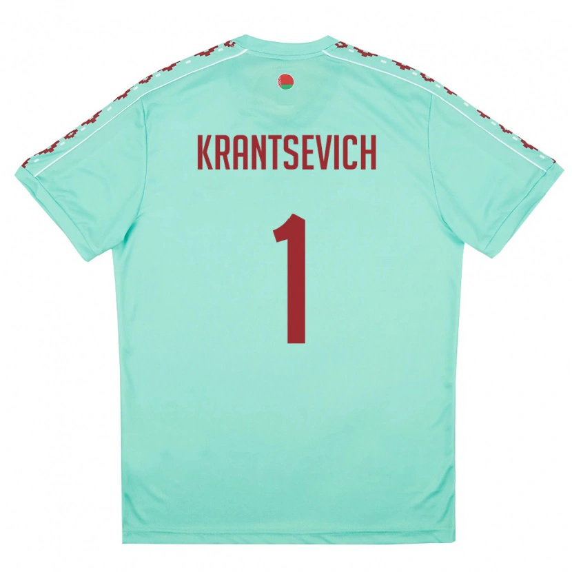 Danxen Hombre Camiseta Bielorrusia Semen Krantsevich #1 Verde Claro Borgoña 2ª Equipación 26-28 La Camisa