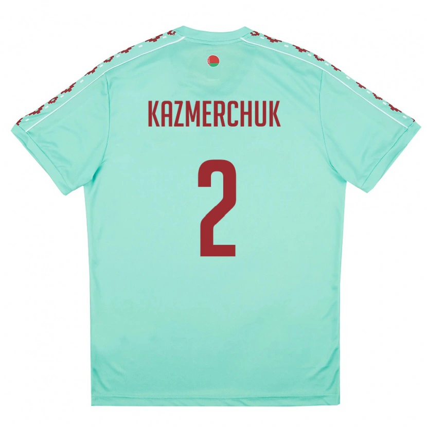 Danxen Hombre Camiseta Bielorrusia Stanislav Kazmerchuk #2 Verde Claro Borgoña 2ª Equipación 26-28 La Camisa