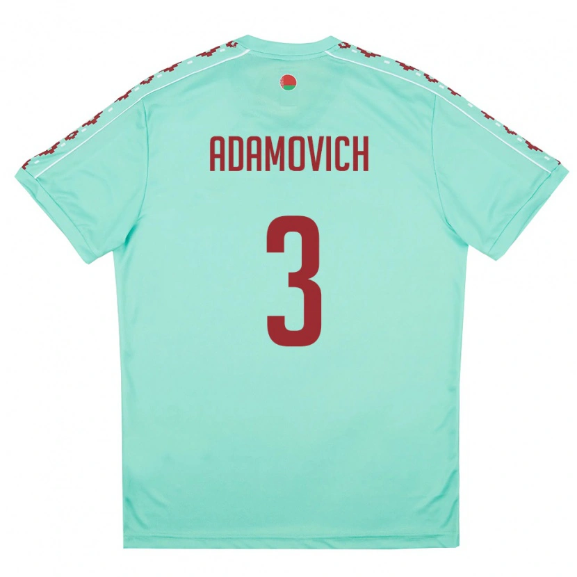 Danxen Hombre Camiseta Bielorrusia Ivan Adamovich #3 Verde Claro Borgoña 2ª Equipación 26-28 La Camisa