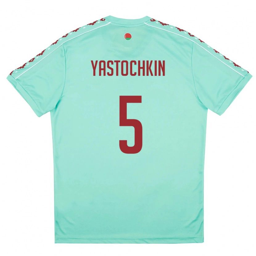 Danxen Hombre Camiseta Bielorrusia Anatoliy Yastochkin #5 Verde Claro Borgoña 2ª Equipación 26-28 La Camisa