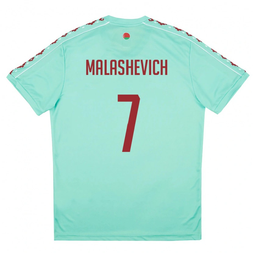 Danxen Hombre Camiseta Bielorrusia Evgeniy Malashevich #7 Verde Claro Borgoña 2ª Equipación 26-28 La Camisa