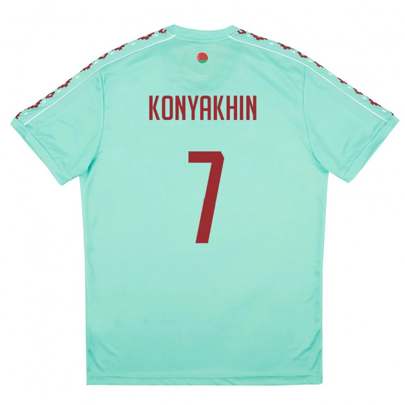 Danxen Hombre Camiseta Bielorrusia Artem Konyakhin #7 Verde Claro Borgoña 2ª Equipación 26-28 La Camisa