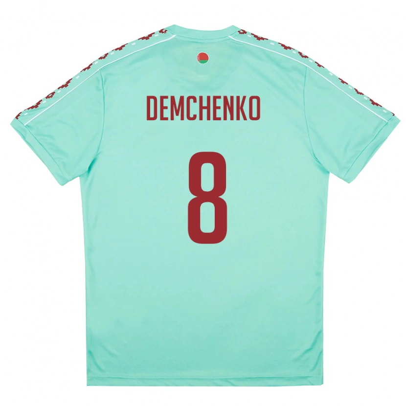 Danxen Hombre Camiseta Bielorrusia Nikita Demchenko #8 Verde Claro Borgoña 2ª Equipación 26-28 La Camisa