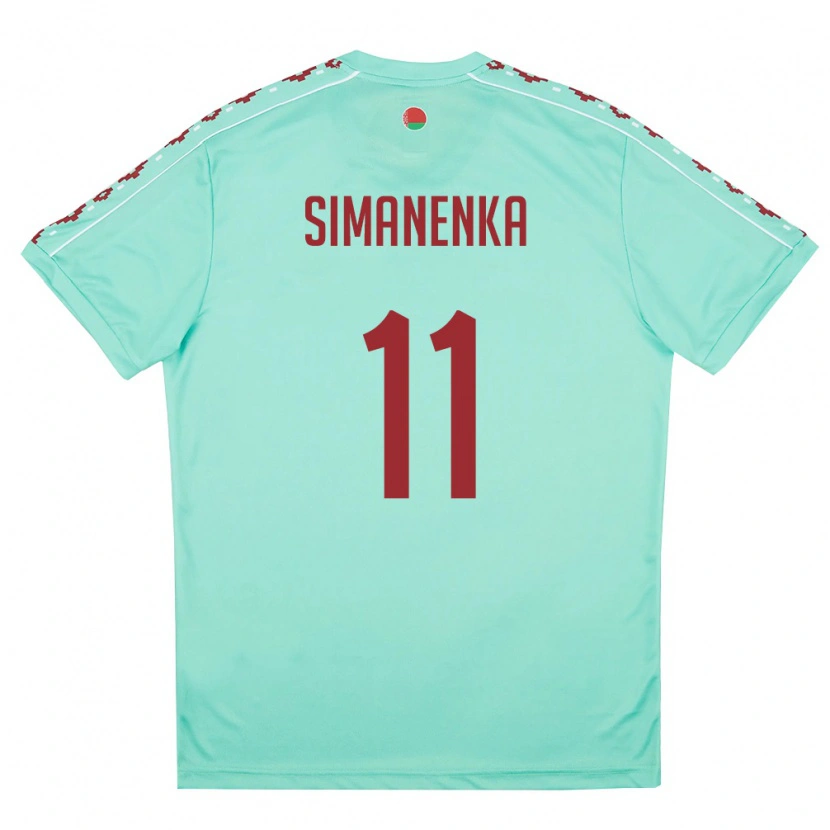 Danxen Hombre Camiseta Bielorrusia Timofey Simanenka #11 Verde Claro Borgoña 2ª Equipación 26-28 La Camisa