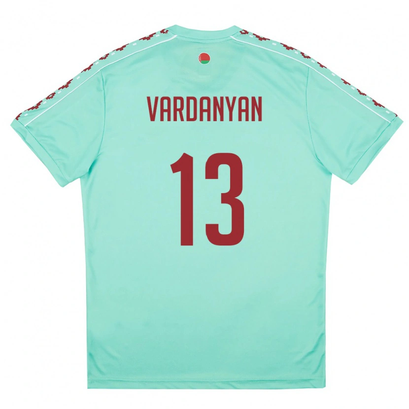 Danxen Hombre Camiseta Bielorrusia Karen Vardanyan #13 Verde Claro Borgoña 2ª Equipación 26-28 La Camisa