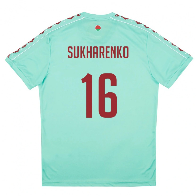 Danxen Hombre Camiseta Bielorrusia Matvey Sukharenko #16 Verde Claro Borgoña 2ª Equipación 26-28 La Camisa
